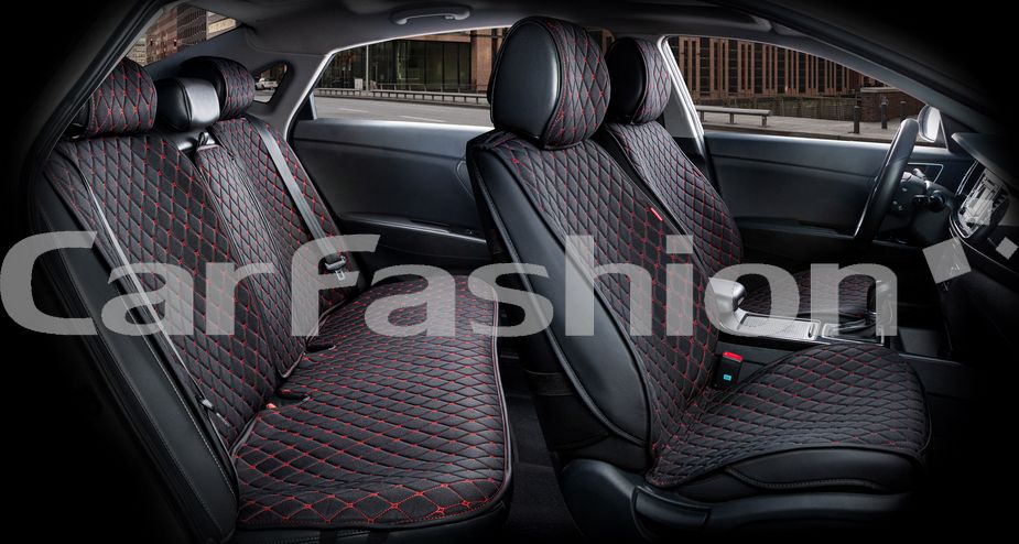 Накидки универсальные CarFashion Crown для авто, цвет Черный/Черный/Красный. Артикул 22626