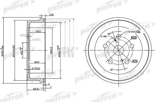 Тормозной барабан Patron. Артикул PDR1182