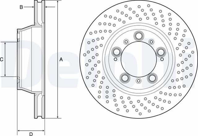 Тормозной диск Delphi передний/задний правый для Porsche 911 VI (997) 2006-2012. Артикул BG9226C