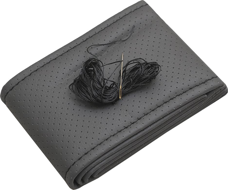 Оплётка на руль Rezkon (размер M, экокожа перф., цвет СЕРЫЙ/ЧЕРНЫЙ). Артикул 8001022011