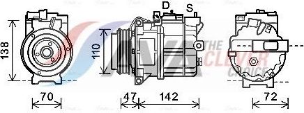 Компрессор кондиционера AVA для Land Rover Range Rover III 2005-2012. Артикул AUK208