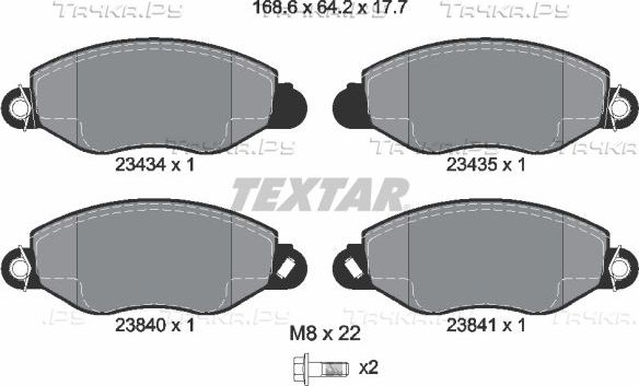Тормозные колодки Textar передние для Ford Transit Torneo VI 2000-2006. Артикул 2343401