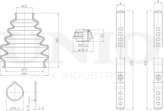 Пыльник ШРУС, комплект (Unio). Артикул DUC-30112K