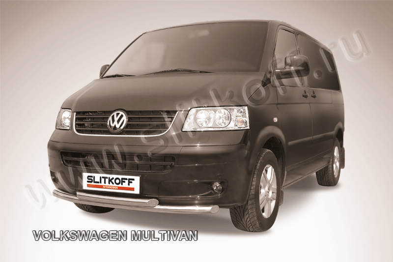 Защита Slitkoff переднего бампера d57/57 двойная для Volkswagen Multivan T5 2003-2009. Артикул VWM003
