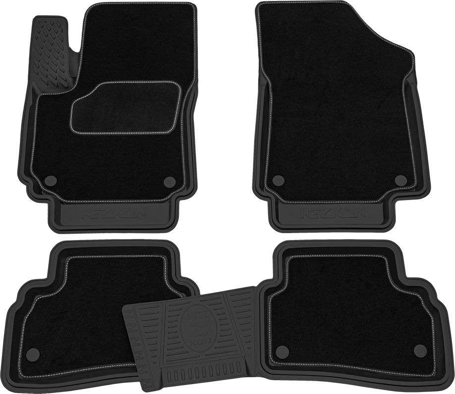 Коврики Rezkon Transformer (резиновые с ворсовыми ковриками-вкладышами) для салона Hyundai Creta I 2016-2021. Артикул 3020065100