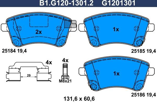 Тормозные колодки Galfer. Артикул B1.G120-1301.2
