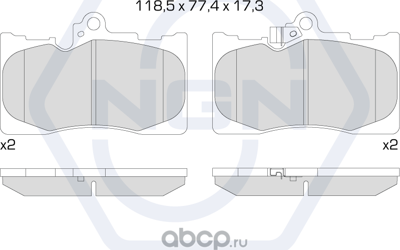 Колодки тормозные керамические, передние (NGN). Артикул 3501603