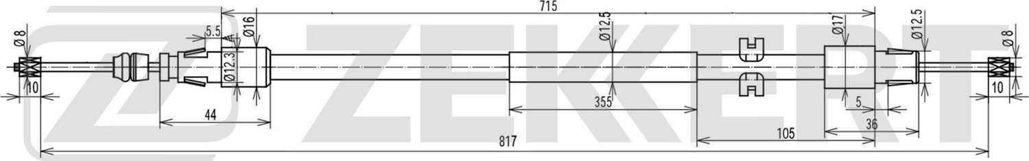 Трос ручника (тросик ручного тормоза) Zekkert. Артикул BZ-1422