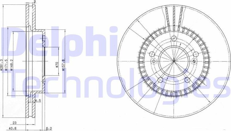 Тормозной диск Delphi. Артикул BG3061