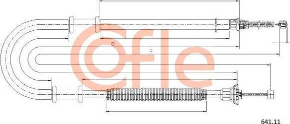 Трос ручника (тросик ручного тормоза) Cofle задний левый для Fiat Doblo I 2001-2015. Артикул 641.11