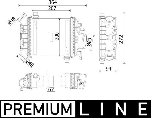 Интеркулер Mahle Premium для Mercedes-Benz C-Класс IV (W205, C205) 2014-2026. Артикул CI 547 000P