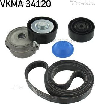 Приводной ремень поликлиновой с роликами (комплект) SKF для Ford Mondeo IV 2008-2015. Артикул VKMA 34120