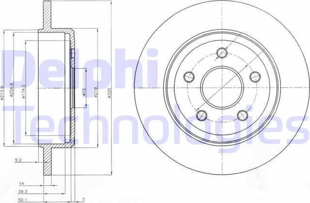 Тормозной диск Delphi задний для Jeep Commander XK, XH 2005-2010. Артикул BG4160