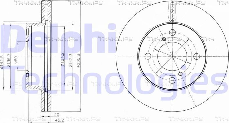 Тормозной диск Delphi передний для Nissan Pixo 2009-2013. Артикул BG4271C
