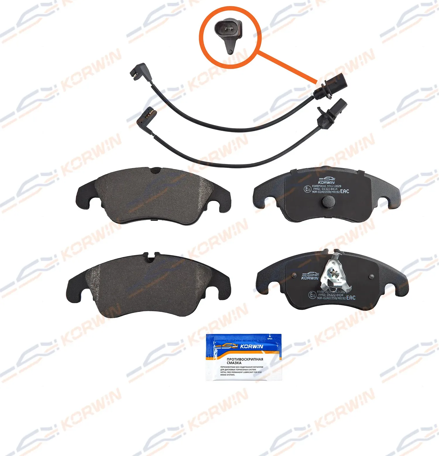 Колодки тормозные перед. Audi A6 (C7) 10-/A7 10-/Q5 (8R) 08 (Korwin). Артикул KWBP0016