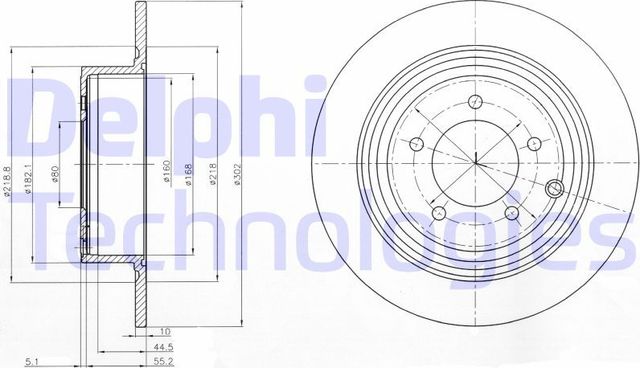 Тормозной диск Delphi задний для Dodge Avenger II 2007-2011. Артикул BG4169