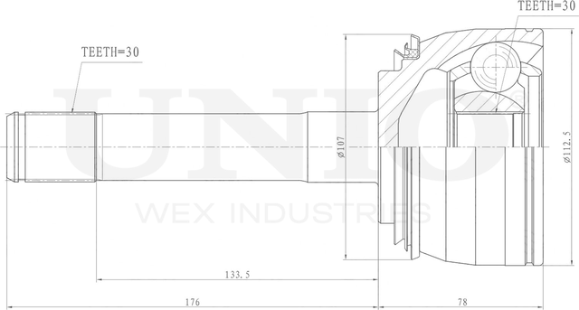 ШРУС наружный (Unio). Артикул CVJ-20302