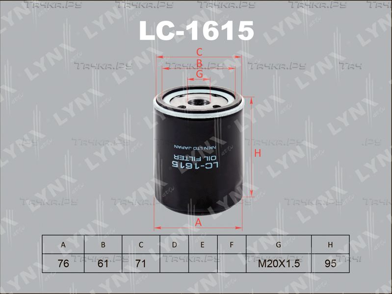 Масляный фильтр LYNXauto для Ford Mondeo IV 2007-2015. Артикул LC-1615