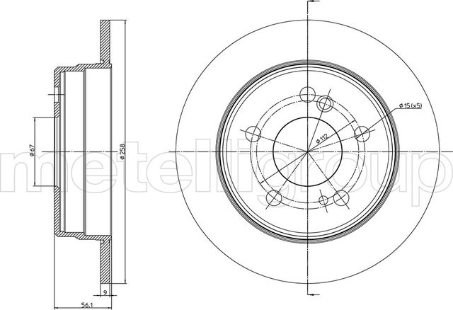 Тормозной диск Metelli задний для Mercedes-Benz E-Класс I (W124) 1993-1996. Артикул 23-0104