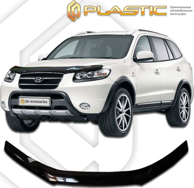 Дефлектор СА Пластик для капота (Classic черный) Hyundai Santa Fe 2008-2012. Артикул 2010010103736