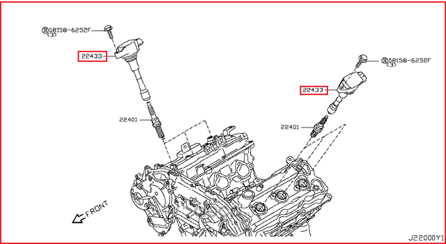Катушка зажигания Nissan. Артикул 22448JA10C