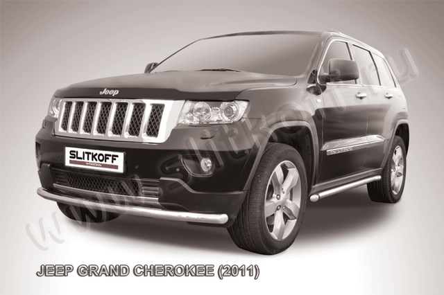 Защита Slitkoff переднего бампера d57 радиусная для Jeep Grand Cherokee WK2 2011-2014. Артикул JGCH004