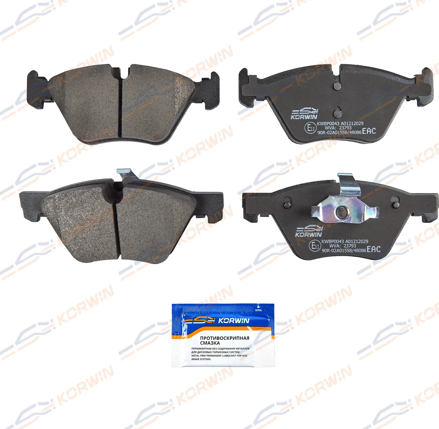 Колодки тормозные перед. BMW 3 (E90) 04-/5 (E60) 01-/X1 (E84) 09 (Korwin). Артикул KWBP0043