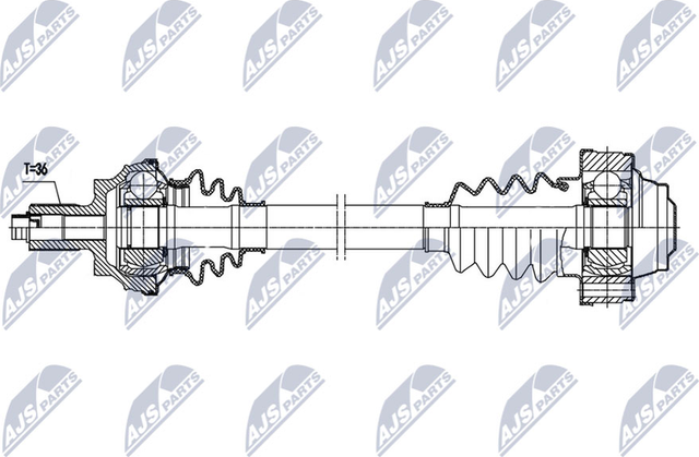 Полуось (привод в сборе, приводной вал) NTY задняя левая для Audi S3 III (8V) 2016-2026. Артикул NPW-VW-167