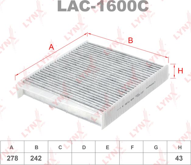 Салонный фильтр LYNXauto для Volvo XC70 I 2000-2007. Артикул LAC-1600C