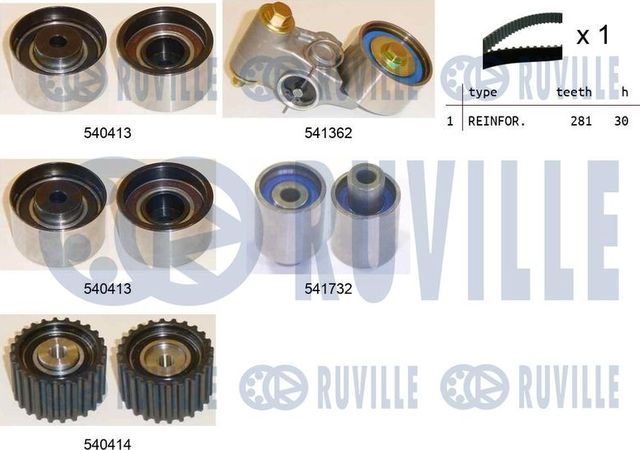 Ремень ГРМ с роликами (комплект) Ruville. Артикул 550464