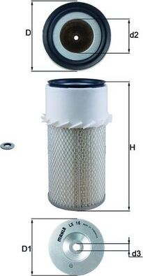 Воздушный фильтр Mahle-Knecht. Артикул LX 16