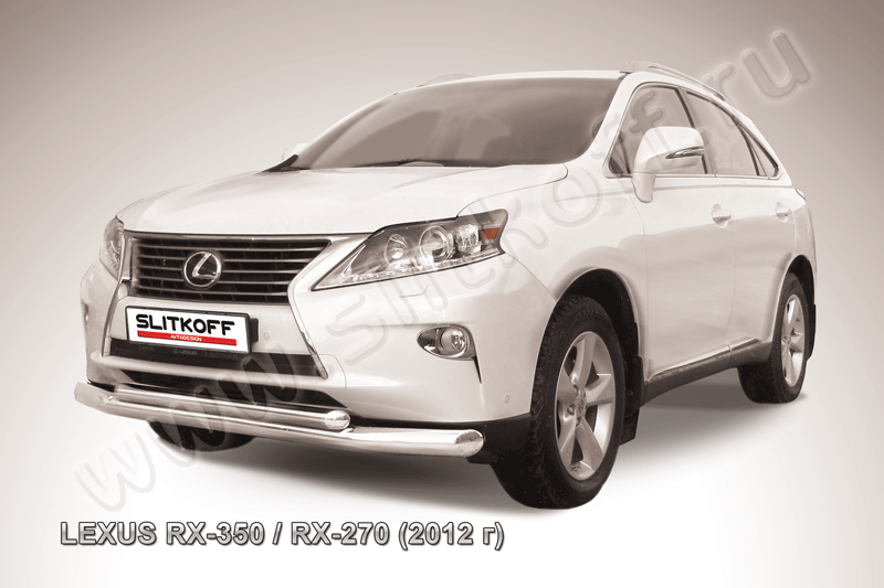 Защита Slitkoff переднего бампера d76/57 двойная для Lexus RX 350/270 2012-2026. Артикул LRX35-12.001