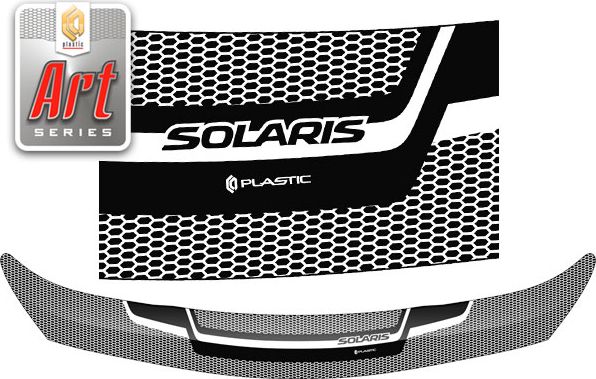 Дефлектор СА Пластик для капота (Серия Art серебро) Hyundai Solaris седан 2014-2026. Артикул 2010012709936