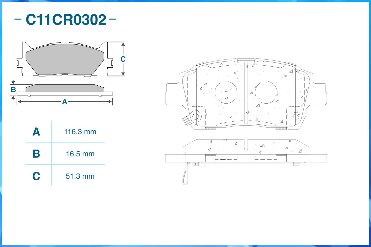 Тормзные колодки передние (Cworks). Артикул C11CR0302