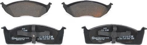 Тормозные колодки Bosch (Low-Metallic) передние для Dodge Neon II 1999-2005. Артикул 0 986 424 363