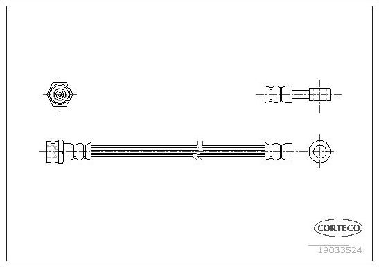 Тормозной шланг Corteco задний наружный для Kia Sorento I 2002-2011. Артикул 19033524