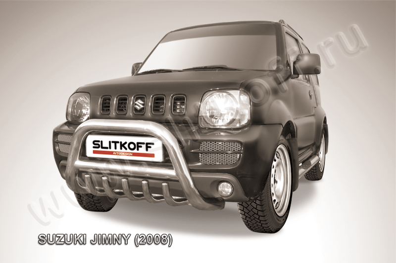 Кенгурятник Slitkoff d76 низкий с защитой картера для Suzuki Jimny III 1998-2012. Артикул SJ001