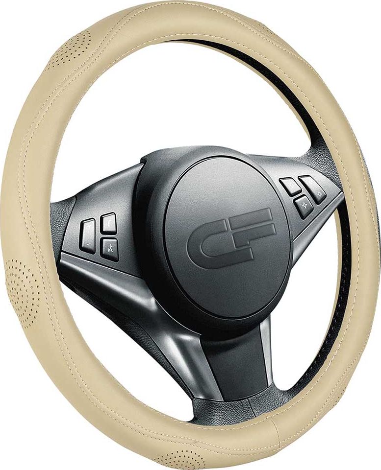 Оплётка на руль CarFashion Solaris (размер M, экокожа, цвет БЕЖЕВЫЙ). Артикул 31384