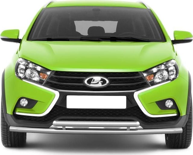 Защита PT Group переднего бампера двойная d51/51 (НПС) для Lada Vesta SW Cross 2017-2026. Артикул LSC220201