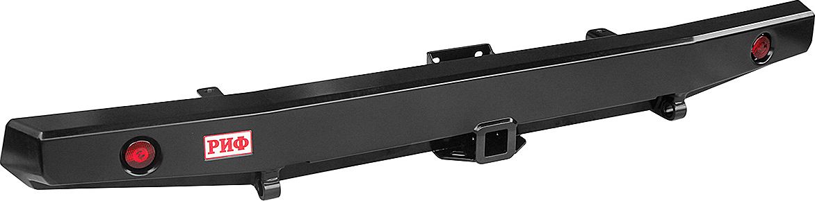 Бампер силовой РИФ задний с квадратом под фаркоп и фонарями, стандарт для УАЗ Буханка 3741, 3909, 2206, 3962 1990-2026. Артикул RIF452-21150