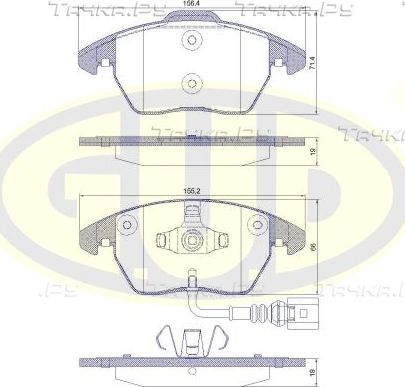 Тормозные колодки G.U.D. передние для Audi S1 I (8X) 2014-2018. Артикул GBP880104