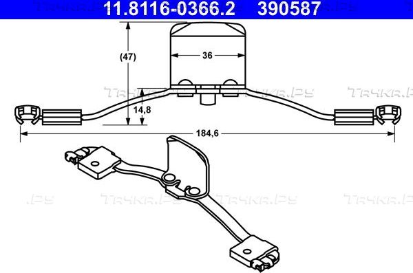 Пружина тормозного суппорта ATE для Volvo S80 I 1998-2006. Артикул 11.8116-0366.2