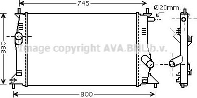 Радиатор охлаждения двигателя AVA. Артикул MZ2183