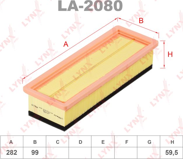 Воздушный фильтр LYNXauto. Артикул LA-2080