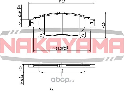 Колодки тормозные дисковые, комплект (Nakayama). Артикул HP8574NY
