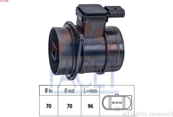 Расходомер воздужа Facet Made in Italy - OE Equivalent. Артикул 10.1449