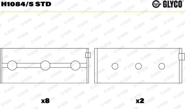 Вкладыши коренные Glyco для Fiat Coupe 1993-1996. Артикул H1084/5 STD