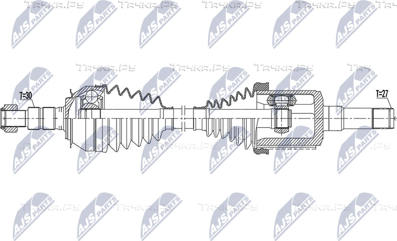 Полуось (привод в сборе, приводной вал) NTY. Артикул NPW-DW-047