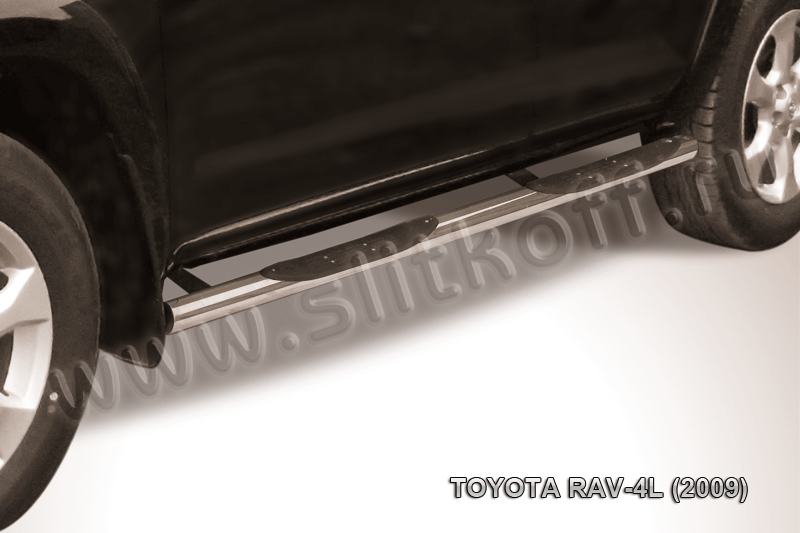 Пороги Slitkoff труба d76 с проступями для Toyota RAV4 III LWB 2009-2010. Артикул TR409L-013