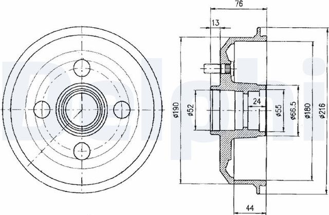 Тормозной барабан Delphi для Ford Fiesta II 1989-1995. Артикул BF329